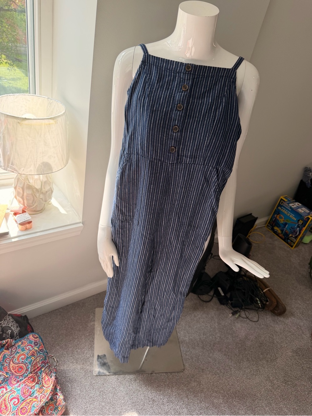 Old Navy Navy & White Striped Tank jumpsuit